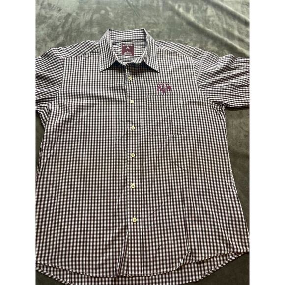 Texas A&M Aggies Shirt Mens XL Antigua Casual Button Down Check Red Short Sleeve - Picture 1 of 6